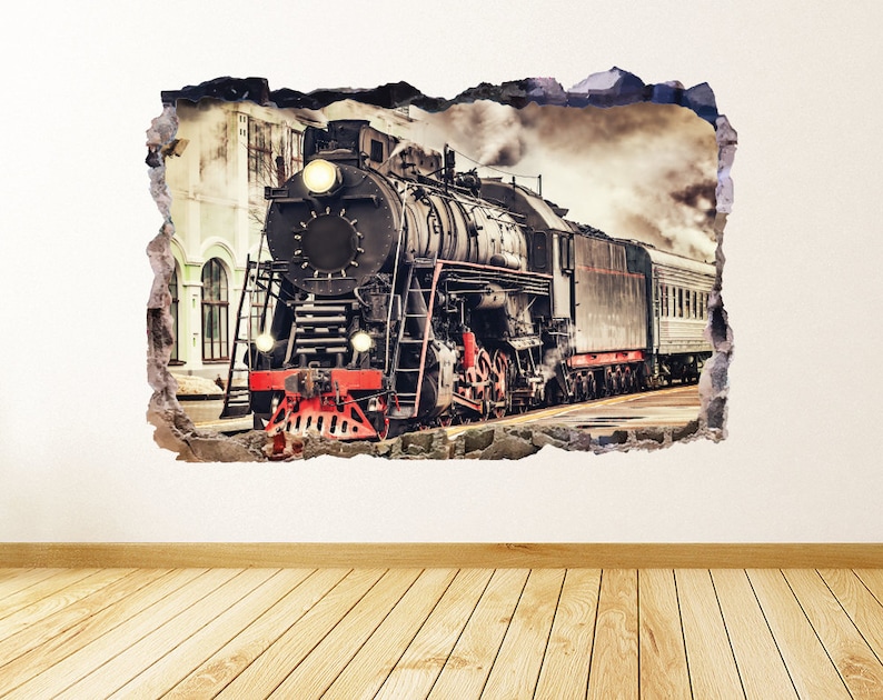 Old Train Wall Decal 3D Smashed Wall Art Vintage Train Wall Etsy