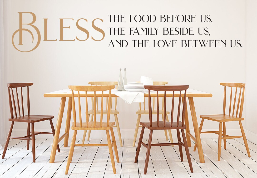 Bless the Food Wall Decal Kitchen Wall Decal Dinner Prayer Decal