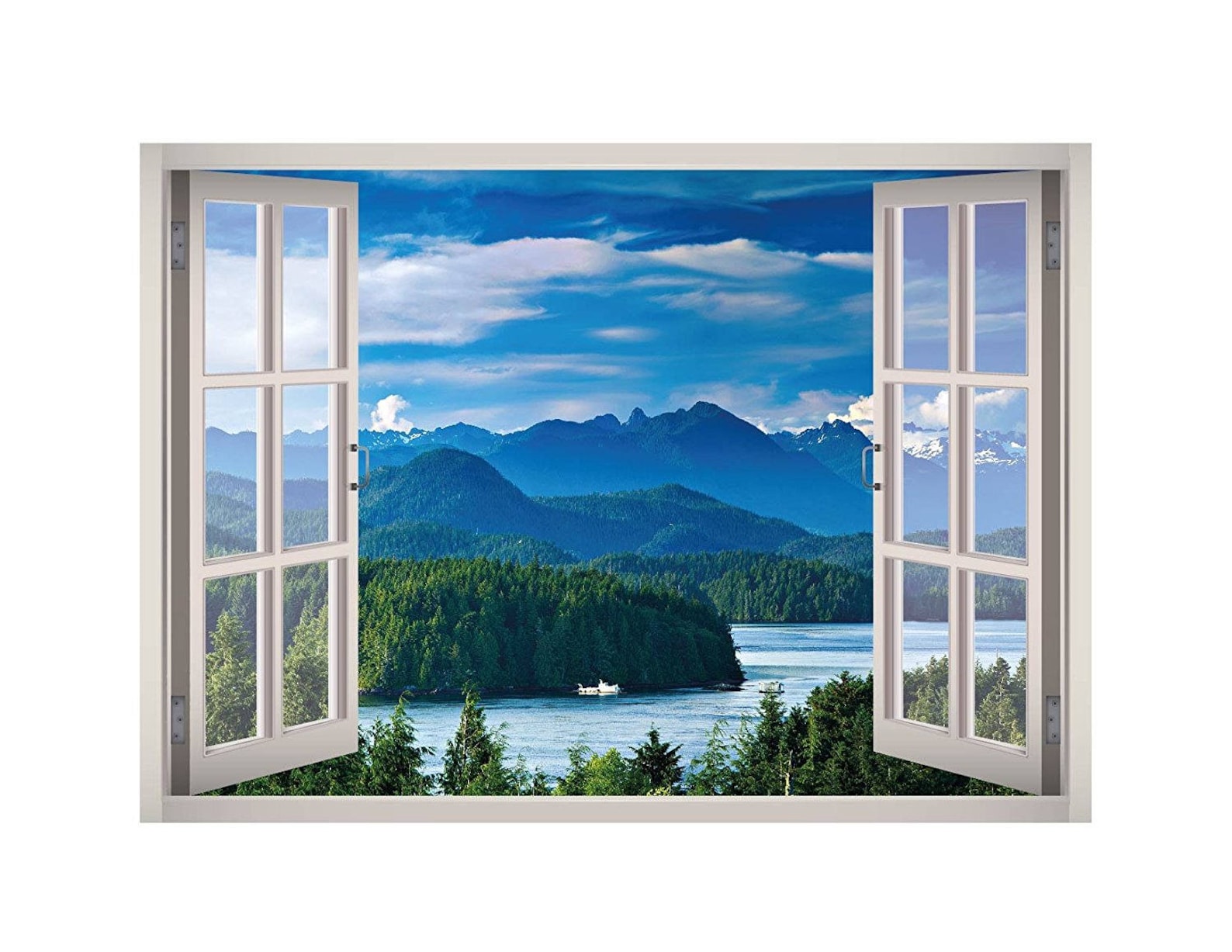Lake Mountain View Wall Decal Lake Landscape View Wall Art Etsy