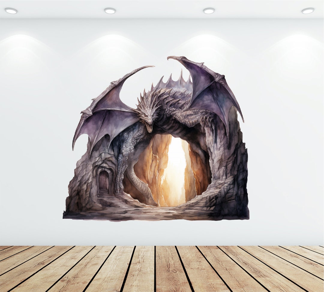 Fierce Dragon Wall Decal - Fantasy Creature Wall Decor - Mystical ...
