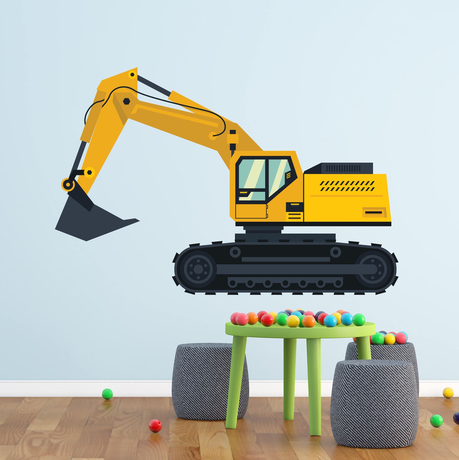 Construction Truck Wall Decal Excavator Wall Art Kids Etsy