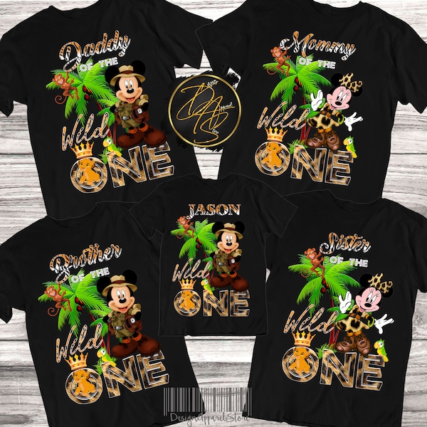 Safari Wild One shirt, Mickey and Minnie Safari Birthday Shirt, Jungle Mickey Family Shirts, Safari Birthday Party, Disney Animal Kingdom