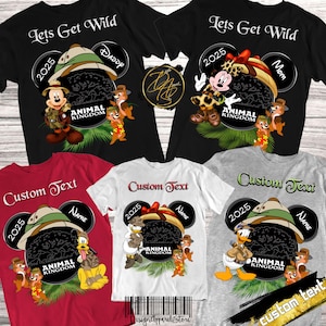 Mickey Mouse and Friends safari shirts, Animal Kingdom themed Disney trip 2025 for kids adults, Safari Disney T-Shirts 2025, Let&#39;s Get Wild