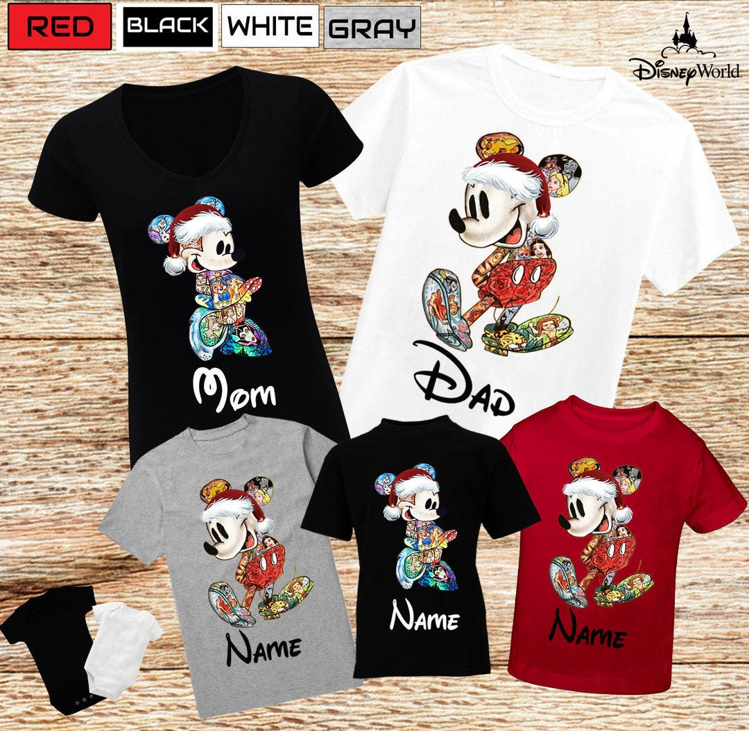 Mickey y minnie Mouse Camisa de Navidad DisneyWorld Vacaciones Familiares Navidad Feliz Navidad Navidad Personalizada Camisa de Navidad Feliz Navidad