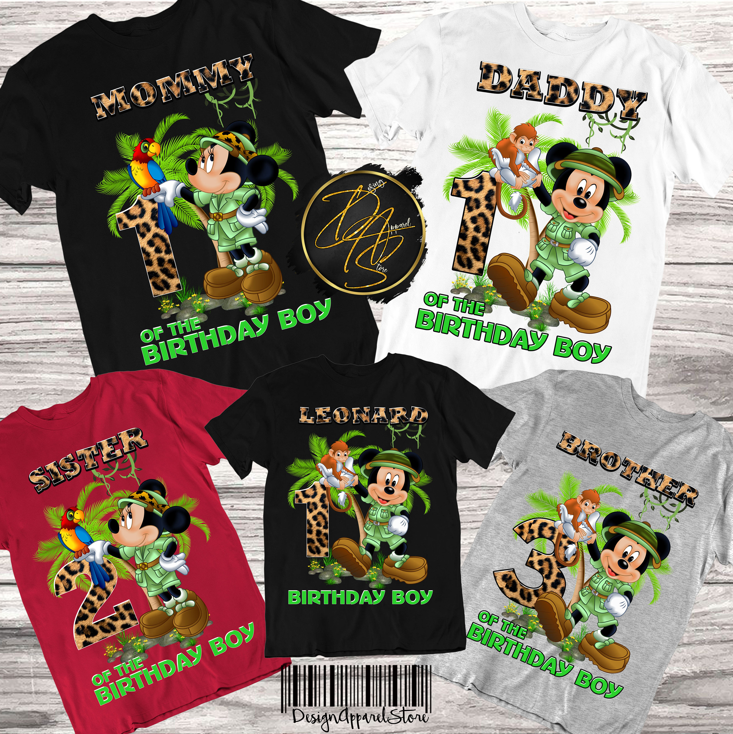 Discover Geburtstagssafari Mickey und Minnie Mouse Animal Kingdom Safari Themed Park T-Shirt