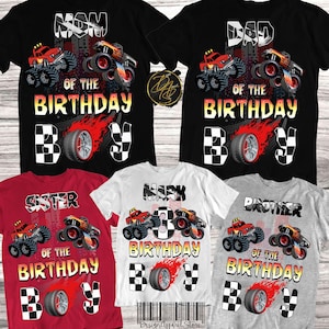 Monster Trucks Birthday Shirt, Family Matching Shirt, Monster Truck Birthday Shirts, Monster Truck Birthday Tee,  Monster Truck Theme