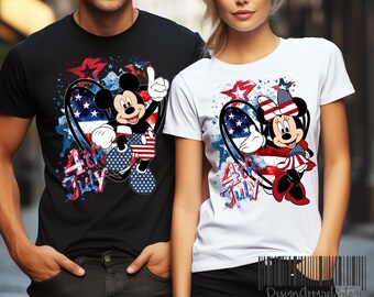 4th Of July Shirt, Disney July 4th Tee, Mickey and Minnie USA Flag Shirt, Independence Day Tee, American Flag Heart Shirt, Patriotic Shirt