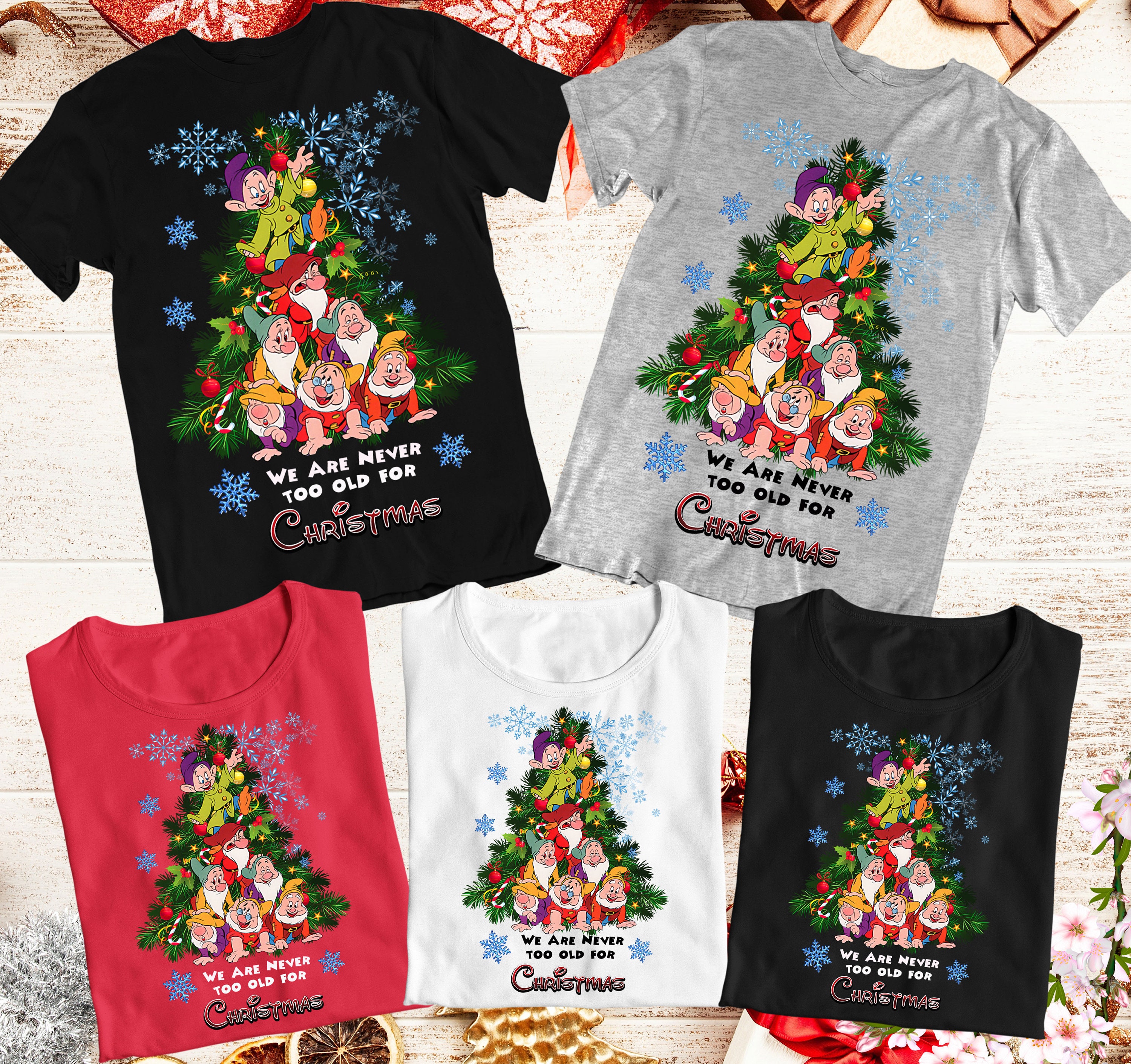 Discover 7 Dwarfs Family Christmas Matching T-Shirt