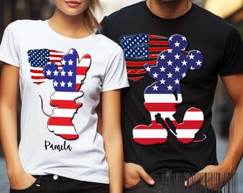 4th of July Mickey and Minnie Mouse 4th of July Disney family shirts USA Flag Patriotic Shirt Independence day Shirt