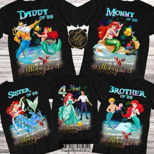 Little Mermaid Birthday Shirt Princess Ariel Birthday Family Shirts Disney Birthday Shirts Ariel Birthday Shirt Little Mermaid Party Shirt
