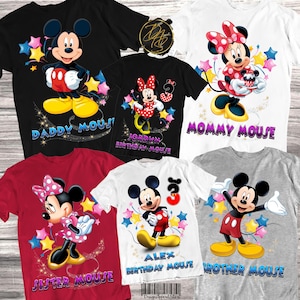 Koszulki urodzinowe Myszki Miki, Koszulki urodzinowe Myszki Minnie, Koszulki urodzinowe dla rodziny DisneyWorld, Koszulki Myszki Miki i Minnie