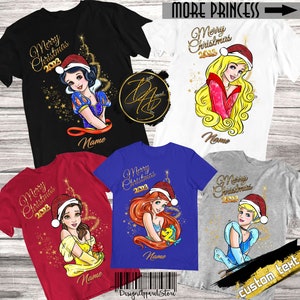 Princess Christmas shirts, DisneyWold Princess party family shirts 2025, Matching Christmas Group tshirts, 11 Disney Christmas Princess