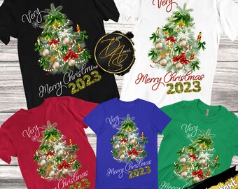 Familia Navidad 2023 Camisa de Navidad familiar Camisetas de Navidad Una muy feliz Navidad Camisas familiares Camisa de arbol de Navidad