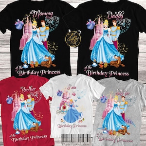 Princess Cinderella Birthday Family Shirt, Princess Cinderella Birthday Party Shirt, Cinderella  Shirt, Customizable Cinderella T-Shirt