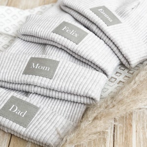 Hipster beanie personalized/ individual print/ partner beanie/ family outfit beige