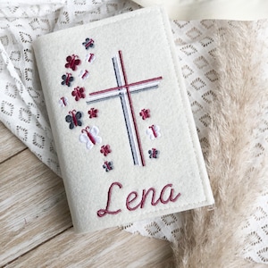 Gotteslobhülle beige mit Kreuz und Schmetterlingen