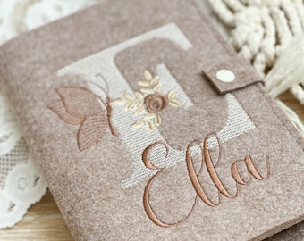 Untersuchungshefthülle / U-Heft-Hülle Filz / Buchstabe Schmetterling / Geschenk zur Geburt/ Geburtsgeschenk