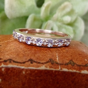 Vintage 9ct White Gold, Tanzanite & Diamond Ring.  Size N (US 7) Free Resizing. Statement Jewellery / Jewelry