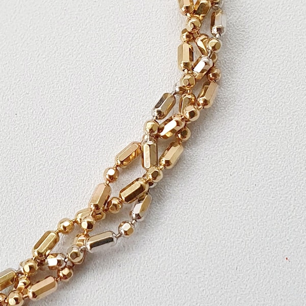 Vintage 18ct Gold, Rose Gold & White gold Twisted Rope Plait Bracelet. Long Length 8". Vintage Jewelery, Gold Bracelet, 18ct Gold.