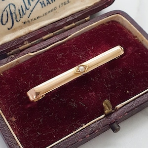Antique 9ct Gold & Seed Pearl Bar Brooch. Edwardian Jewellery / Jewelery, Ladies Gift.