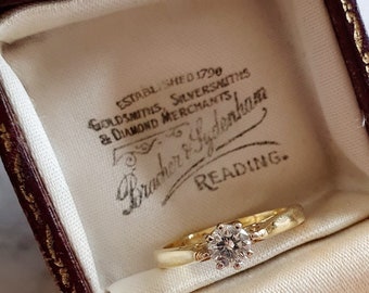 Vintage 18ct Gold, Platinum & Diamond Solitaire Ring. Size H (EU 47). 0.25ct Diamond. Free Resizing. Engagement, Wedding Jewelery.