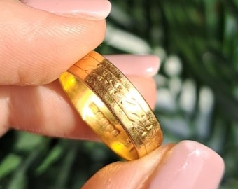 Vintage 22ct Gold Engraved Patterned 5mm Band Ring. Hallmarked