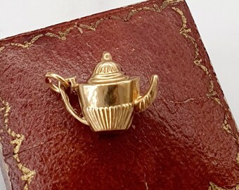 Vintage 9ct Teapot Pendant / Charm. Hallmarked 1972. Vintage Jewellery / Jewelery. Tea Lover, kettle, Drink Coffee, Brew Gift.