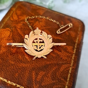 Antique 9ct Gold Royal Navy World War One Pin Sweetheart Brooch War Memorabilia Collectable, Jewelry.