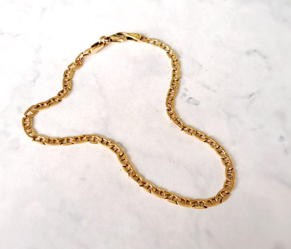 Vintage 9ct Gold Mariner link Bracelet. Solid gol… - image 5