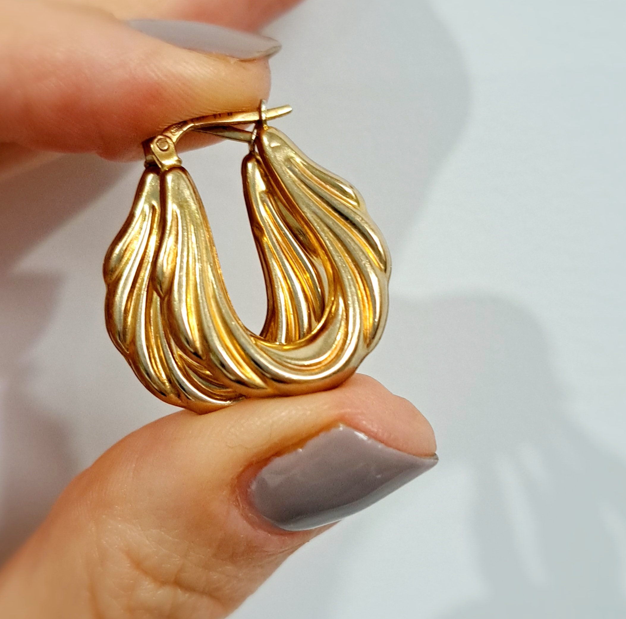 9ct gold chunky hoop earrings sale