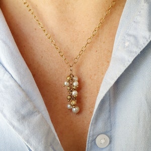 Vintage 9ct Gold and Pearl Necklace. Vintage Wedding Jewellery, June Birthstone.