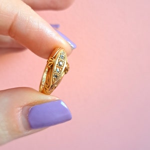 Victorian 18ct Gold & Diamond Boat Ring. Birmingham 1910. Size M EU 54. Free Resizing. Antique Jewellery / Jewelery image 7