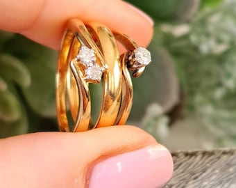 Vintage 9ct Gold & Diamond Toi Et Moi Ring. Size P (EU 57) Hallmarked. Free Resizing. Vintage Jewellery / Jewelry. Engagement