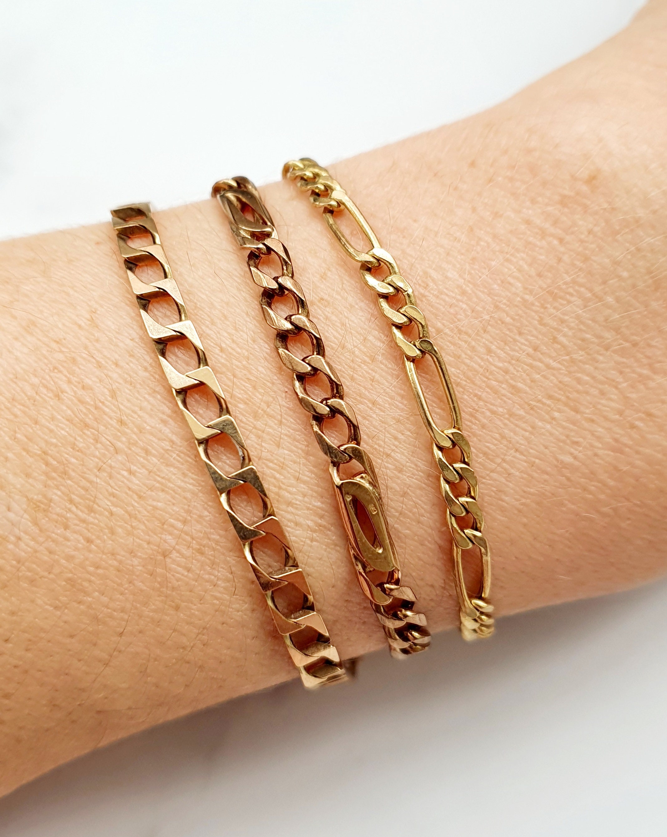 Vintage 9ct Gold Square Curb Bracelet. Hallmarked 1970. 4mm Etsy