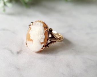 Antique 9ct Gold Cameo Ring. Size K (EU 52) Free Resizing, Vintage Jewellery / Jewelry.