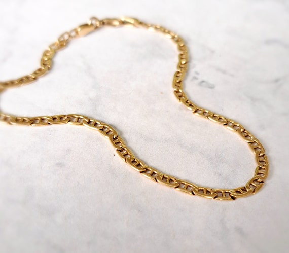 Vintage 9ct Gold Mariner link Bracelet. Solid gol… - image 4