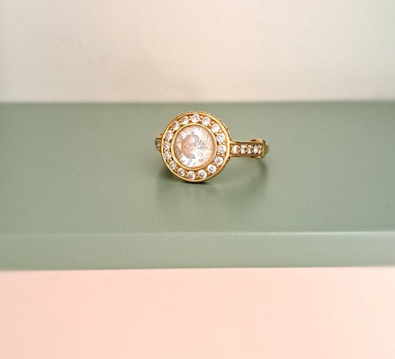 Vintage 14ct Gold & Cubic Zirconia Ring. Size P (… - image 5