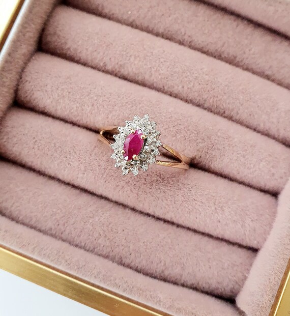 9ct gold ruby and diamond ring clearance