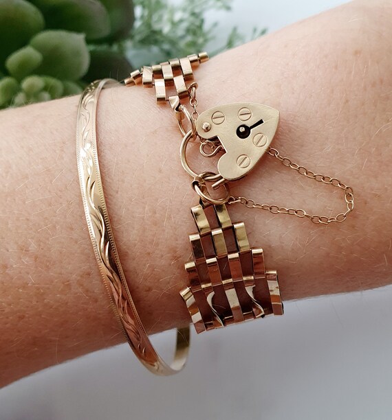 Vintage 9ct Gold Gate Bracelet and 