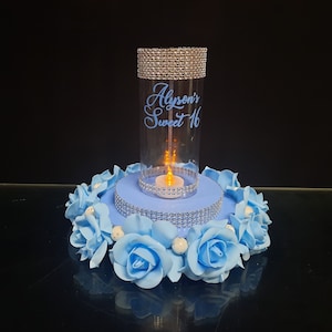 Quinceañera centerpieces tables,Sweet 16 centerpieces fortable,Luminary birthday decor,Quince wedding Luminary, Central decor lavender roses