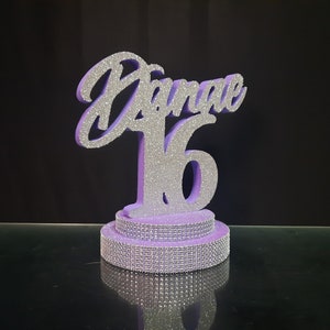 Sweet 16 name centerpieces for table, quinceanera name table centerpieces, Central decor name, foam centerpiee number, 16 table