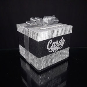 Caixa de cartão quadrada com glitter e brilho para doce 16, casamento, mitsvá, marmelo, candelabro doce 16, quinceanera e mitsvá, strass de caixa de cartão quadrada!