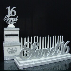 SET Sweet 16 Candelabro espuma y Cardbox ¡Sin personalización!, Lámpara de velas Centro de Mesa