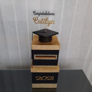 Caja de cartón para graduación 2025, Caja de cartón negra para graduación, centros de mesa para graduación 2025