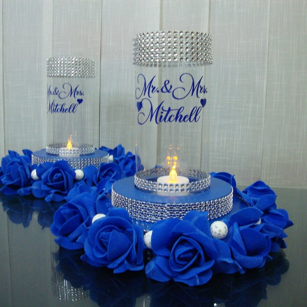 Mr&Mrs centerpieces fortable, Mr and Mrs luminary centerpieces tables, Luminary decor,MrMrs wedding , Central decor lavender roses