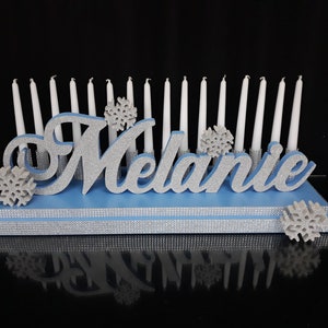 cena de inverno doce 16 candelabros, flocos de neve doces 16 candelabros, ano novo em julho, peça central de iluminação de velas Quinceanera, isopor com nome 3D