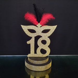 Centros de mesa de mascarada para mesa, quinceañera de mascarada, mesa de mesa de mascarada sweet16, decoración central número de espuma de mascarada