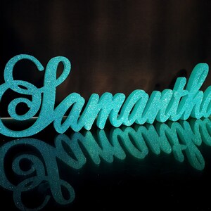 Turquoise colors custom name 3D styrofoam,3D name Bar&Bat Mitzvah,3D numbers,Quinceanera foam name,sweet 16 candelabra Turquoise  glitter