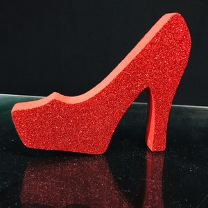Red high heel shoe centerpiece,styrofoam shoe,cut out Stiletto,DIY shopping centerpieces,heels and shopping party decorations,heels party