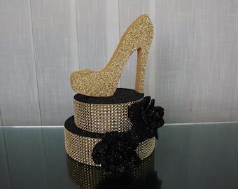 Centerpiece Shoe on stand,Central decor,Central element on the table, decoration for the festive table,Sweet 16,Wedding, Mitzvah,Quinceanera